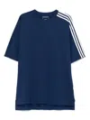 Y-3 Blue 3-stripes Short Sleeve T-shirt In Blue