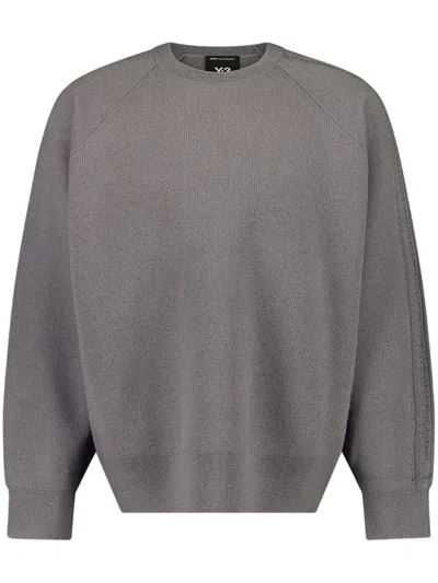 Y-3 3s Knit Crew Sweater In Grey