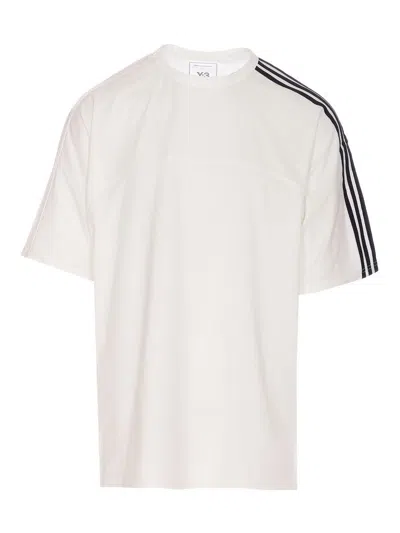 Y-3 Adidas Y 3 White Crew Neck T Shirt With Logo