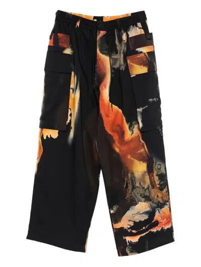 Y-3 Abstract-print Cargo Pants In Black