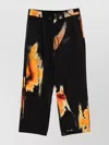 Y-3 Joggers With Abstract Orange Print And Side Seam Pockets In Black