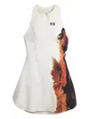 Y-3 Abstract-print Mini Dress In Neutral