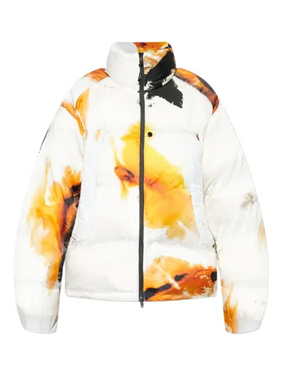 Y-3 Abstract-print Puffer Jacket In White