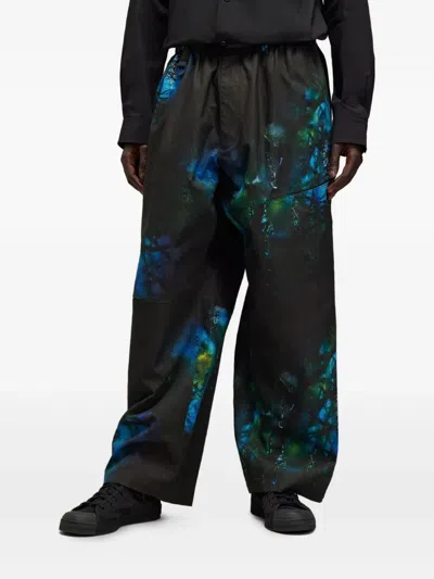 Y-3 Abstract-print Track Pants In Blue