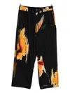 Y-3 Joggers With Abstract Orange Print And Side Seam Pockets In Black