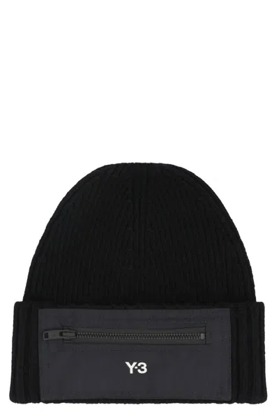 Y-3 Adidas Beanie Ribbed Knit Beanie In Black