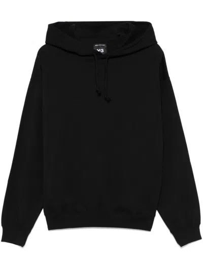 Y-3 Adidas Black Cotton Hoodie With Graphic Print