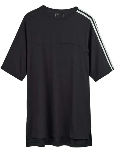 Y-3 Adidas Black T-shirt With White Stripe Design