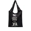 Y-3 Foldable Black Tote Bag With Logo Print In Black