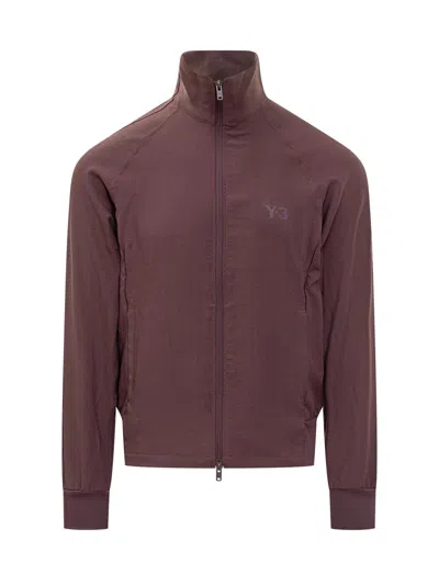 Y-3 Three-stripe Track Top In Burgundy