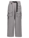 Y-3 Gray Refined Wool Cargo Pants In Gray