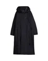 Y-3 Long Double-breasted Black Melton Wool Coat With Hood In Blue