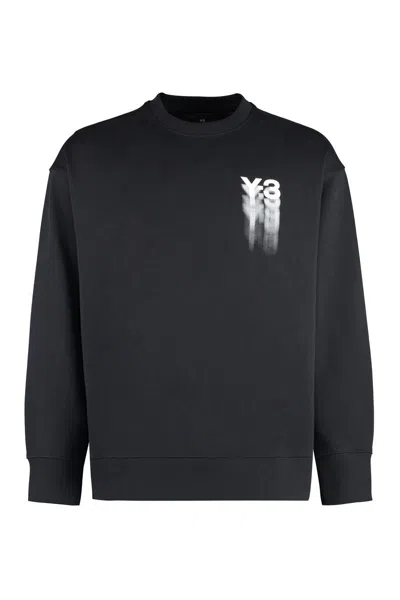 Y-3 Adidas Cotton Crew-neck Sweatshirt In Black