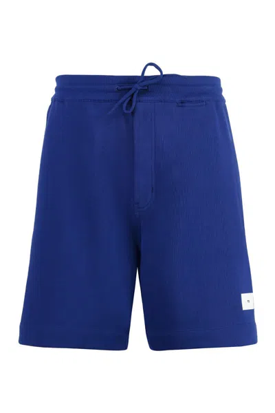 Y-3 Drawstring Organic Cotton Track Shorts In Blue