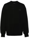 Y-3 Black Cotton Crewneck Sweatshirt With Tone On Tone Logo In Black