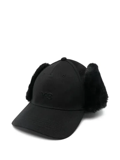 Y-3 Adidas Faux Fur Baseball Cap Accessories In Black