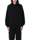 Y-3 Black Graphic Print Hoodie With Spacious Hood In Black