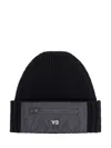 Y-3 Ribbed Knit Beanie Cap With Zip Detail In Black