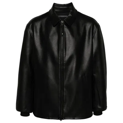 Y-3 Black Loose-fit Faux-leather Bomber Jacket