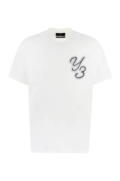 Y-3 Adidas Logo Cotton T-shirt In Panna