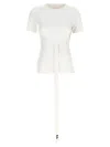 Y-3 Crew Neck T-shirt With Waist Tie And Side Stripe In Multicolor