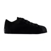 Y-3 Smooth Black Leather Sneakers With Suede Finish In Black