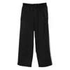Y-3 Adidas Black Baggy Pants With Side Bands  In Black