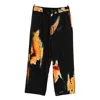 Y-3 Joggers With Abstract Orange Print And Side Seam Pockets In Black