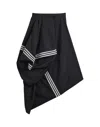 Y-3 Asymmetrical Black Midi Skirt With Triple Stripe Accents In Black