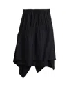 Y-3 Asymmetrical Black Midi Skirt With Layered Panels And Gathered Waist In Black