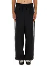 Y-3 Loose Black Jogger Pants With Adjustable Drawstring And Striped Details In Black