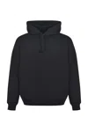 Y-3 Graphic Black Cotton Hoodie With Contrasting White Artwork In Blue