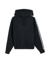 Y-3 Relaxed Fit Black Hoodie With Contrasting Stripes In Black