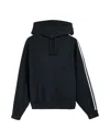 Y-3 Relaxed Fit Black Hoodie With Contrasting Stripes In Black