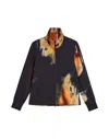 Y-3 Black Abstract Floral Print High-collar Jacket In Black