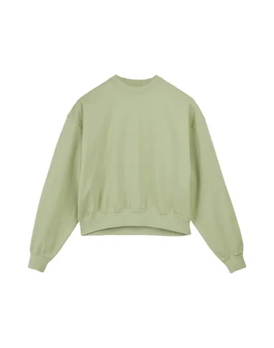 Y-3 Relaxed Fit Crewneck Sweatshirt With Cropped Hem In Green