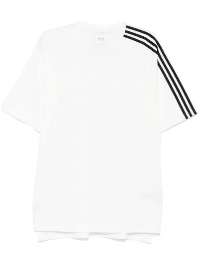 Y-3 Adidas T-shirt Bianca Con Design A Righe Nere In White
