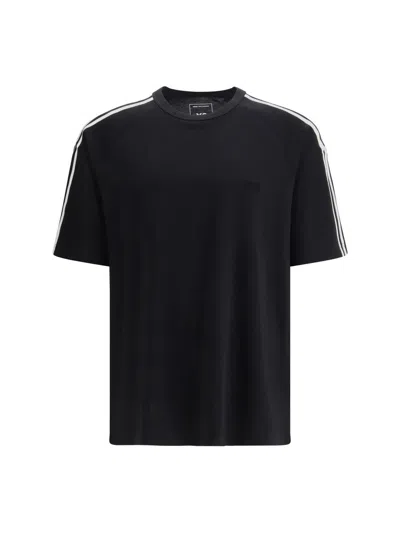 Y-3 Lyocell Blend T-shirt With Stripes And Logo In Blue