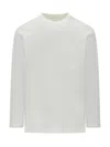 Y-3 Graphic Print Crew Neck Long Sleeve T-shirt In White