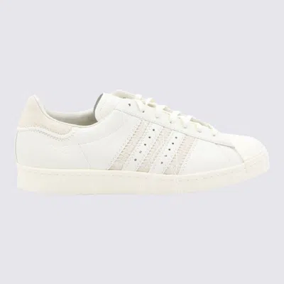 Y-3 White Leather And Beige Suede Superstar Sneakers