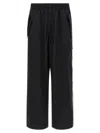 Y-3 Adidas Black Baggy Pants With Side Bands  In Black