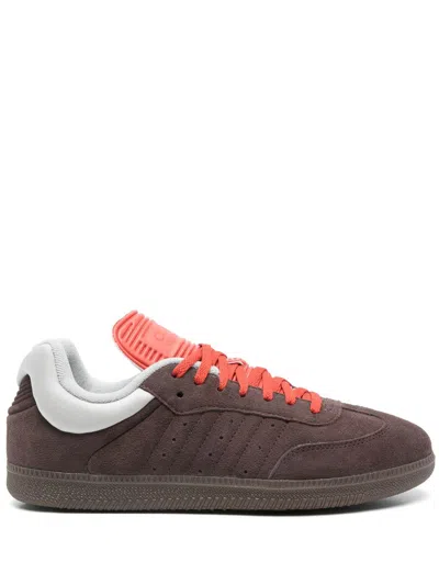 Y-3 Adidas X Dingyun Zhang Samba Sneakers In Brown Oxide/brown Oxide/surf Red