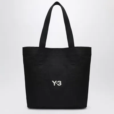 Y-3 Adidas Y 3 Black Canvas Bag With Logo Print
