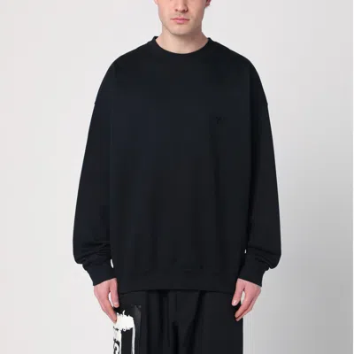 Y-3 Adidas Y 3 Black Crewneck Sweatshirt With Logo