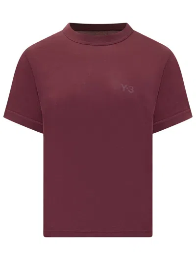 Y-3 Adidas  Bordeaux T-shirt With Tonal Logo In Brown