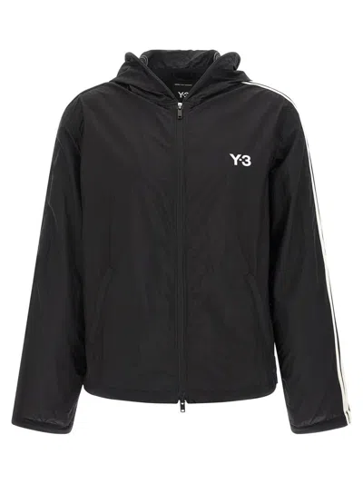 Y-3 Hooded Jacket Long Sleeves Stripe Detail In Black