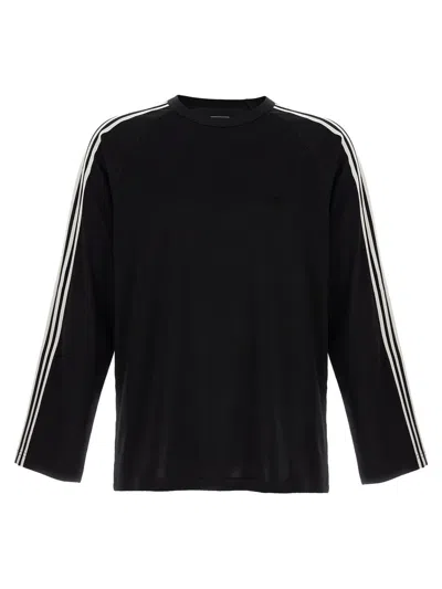 Y-3 Long Sleeve Tee 3-stripes T-shirt In Black