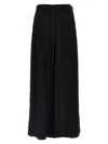 Y-3 Wide Leg Twill Pants With Drawstring Detail In Black