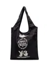 Y-3 Foldable Black Tote Bag With Logo Print In Black