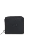Y-3 All-around Zip Crinkle Leather Wallet In Black